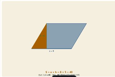 「平行四边形的面积（割补法）」模拟器画面