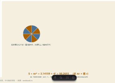 「圆的面积（切拼法）」模拟器画面