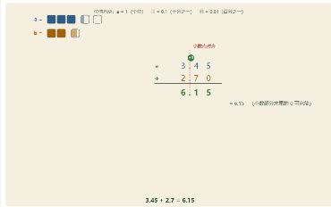 「小数加减法（小数点对齐）」模拟器画面
