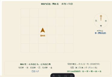 「左与右、东南西北（转身与行走）」模拟器画面