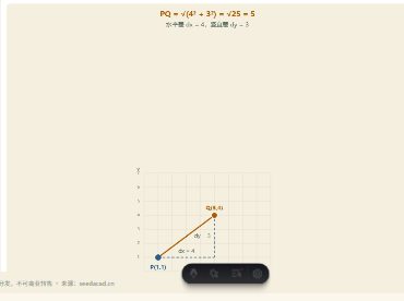 「两点间的距离（勾股应用）」模拟器画面