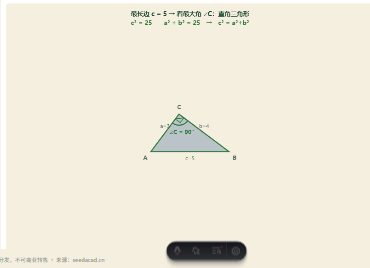 「勾股逆定理（三边判形状）」模拟器画面