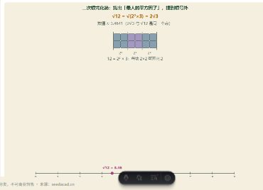 「二次根式的化简（提取平方因子）」模拟器画面